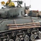 HOOBEN 1/10 M4A3E8 Fury Sherman Brad Pitt Tank with Master Camouflage Weathering+Figure+Zimmerit +Metal barrel and Muzzle RTR 6620