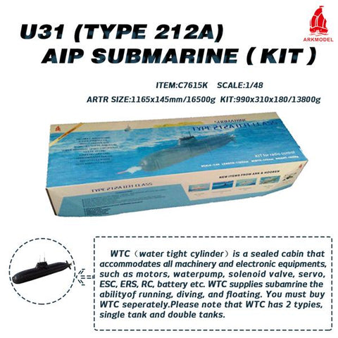 Arkmodel 1/48 Germany U31 212A TYPE Aip Submarine Kit C7615K
