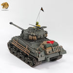 HOOBEN 1/10 M4A3E8 Fury Sherman Brad Pitt Tank with Master Camouflage Weathering+Figure+Zimmerit +Metal barrel and Muzzle RTR 6620