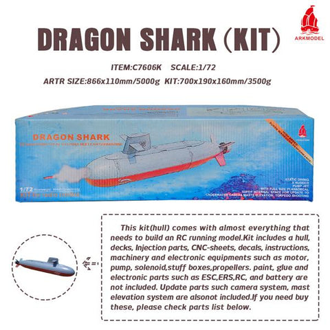 Arkmodel 1/72 Dragon Shark RC Submarine Kit